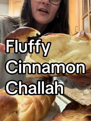 Easy, fluffy cinnamon challah for when you want to make the house smell amazeballs, a delicious treat, or a thoughtful gift 🫶🏻  Recipe from @Cupcakes and Sarcasm 💕 The Bread Portion- 1 3/4 Cup  Warm Water 1 1/2 Tbsp  Active Dry Yeast 1/2 Cup Sugar + 1 Tbsp for proofing 4 Large Eggs, whisked 1/2  Cup Vegetable Oil plus more for oiling bowl 1 Tbsp Salt 8- 8 1/2  Cups AP Flour plus extra for dusting The Cinnamon Portion- 3 Tbsp Brown Sugar 1 Tsp Pure Vanilla Extract 1 Tbsp Cinnamon 1-2 Tsp Water #cinnamonchallah #cinnamonbread #challahbread #easybreadtutorial 