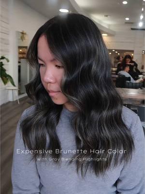 Expensive Brunette Hair Color with Gray Blending Highlights ✨ A luxurious, multi-dimensional brunette shade enhanced with soft, seamless gray-blending highlights for a natural yet polished look. Perfect for embracing your elegance with sophistication. #ExpensiveBrunette #GrayBlending #LuxuryHairColor  #creatorsearchinsights #brunette  color @OYA Beauty 