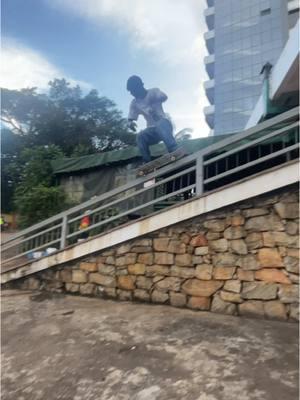 🇺🇬 Uganda's Bryan Bukenya grinds a heavy rail in Kampala for @Uganda Skateboard Society  #Thrasher #SkateAndDestroy #Skateboarding 