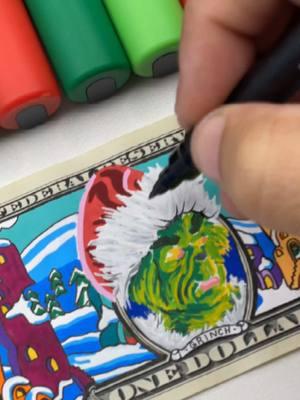 Replying to @naypalm82 Meery Christmas Eve!!! Grinch $1 bill art #rmdesigns15 #rmd #ryanmurray #tiktok #fyp #artistsoftiktok #satisfying #grinch 