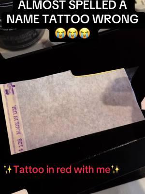 Almost spelled my clients name tattoo wrong 😬😬 Good thing she caught it in time, this happens more often at tattoo shops than youd think! #tattoo #redtattoo #nametattoo #coveruptattoo #colortattoo #simpletattoo #hearttattoo #fyp #content #viral #tattooartist #tattootiktok 