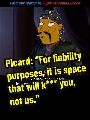 Picard: “For liability purposes, it is space that will k*** you, not us.” #startrek #startrektng #tng #picard #riker #trektok #trekkie #scifi #comedy #foryoupage #foryou #fyp 