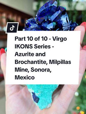 Part 10 of 10 - Virgo IKONS Series - Azurite and Brochantite from the Milpillas Mine in Cuitace, Sonora Mexico Brochantite pairing with both perimorphing and psuedomorphing crystals which is an unusual pairing and a neat form. The crystals are absolute juice - enormous, vibrant, sharp and lustrous. A killer by any means. This is the last post in the series - you can find the rest by searching #VirgoIkons. It's a tremendous honor and pleasure to share these, and our crystal collecting journey. Neither Jason, myself nor Mike came from any serious means. Each piece in this collection was manifested through pure determination, trading and collecting skill and massive sacrifice. We love the rocks and we love collecting. Trading up is an art and a skill and we are so so lucky to have had the right teachers and mentors to assemble these pieces. Merry X-Mas Eve to you all from ⛱️. We will be back Sunday. Xo, Georgia 💋  #azurite #milpillasazurite #virgoikons #fineminerals #manifestation