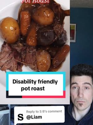 Replying to @S B @epicuriousexpeditions love that you’re doing this ❤️ #disabilityfriendly #easymeal #simplemeal #crockpot #crockpotrecipes #potroast #Recipe #disabilityawareness 