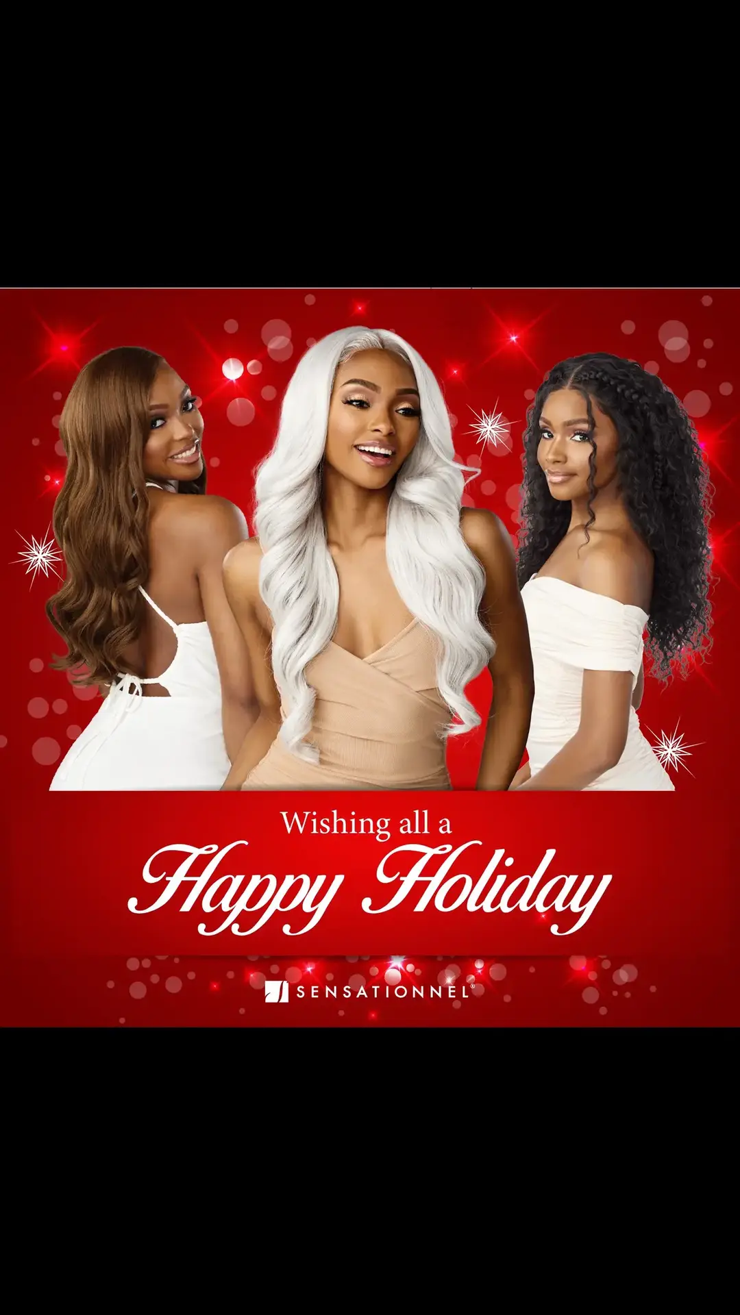 Wishing all our Sensationnel Beauties a Happy Holidays from your family at Sensationnel! Units Pictured:  Left: Bare Lace Full Lace Unit 2 in Mocha Brown Middle: What Lace Deyla in Platinum Blonde Right: What Lace Perla in 1B . . . . . . . #sensationnel #sensationnelhair #sensationnelwigs #whatlace #barelace #barelacefull #deyla #perla #Fulllaceunit2 #13x6frontalwig #curlywigs #mochabrownwigs #platinumblondewigs