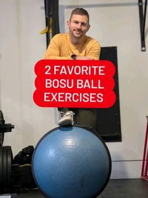 BOSU ball can be a great tool when used correctly.  These are my two favorite SAFE and effective exercises to build strength and stability using the bosu ball.  #strengthtraining #balance #balancing #fitnesstips #strength 