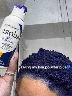 the powder blue turning my roots grey?💔 #4c #adore #bluehair #fyp