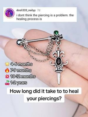 How long did it take to heal your 🍒 piercings? #bodycandy #piercings #piercingtok #fyp #bodypiercing #niprings #jewelrytiktok #bodymods 