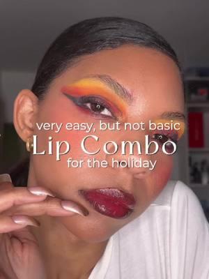 a lip combo thats simple but not basic #redlip #lipcombo #holidaymakeup #lipglos #lipmakeup 