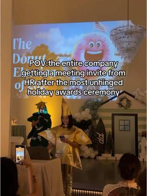 category is: “HR’s Most Wanted” 🏆 #donutdigital #holidayparty #hr #nohr #companyculture #holidayparty #companyparty #marketingagency #corporatehumor #RHoM #hrnightmare #unhinged #workparty 