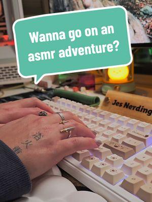 'Ello traveler! Let's go on a lil asmr journey shall we? ... 🤺🌲🏔🧚‍♀️✨️🌄 Is it possible to tell a story dramatically & thematically.. uh... just with typing sounds? Well, it makes sense in my head anyway, hope you enjoy lol.   These gateron smoothie switches are the PERFECT balance between creamy & thocky imo 🫶 and I recommend them a lot for this reason!  Base: Aula F99 Keycaps: Low Profile Cherry PBT Switches: Gateron Smoothie @Lume Keebs  #asmrtingles #keyboardasmr #keebtok #asmrsounds #asmr #creamykeyboard #thocky #thockykeyboard #asmrvideo #asmrtiktoks #asmrtist #asmrtok #keyboard #keyboards #pcsetup #typing #mechanicalkeyboards #keeb #typingasmr #asmrtyping #asmrtriggers #asmrvideos #aula #aulaf99 #gateron 