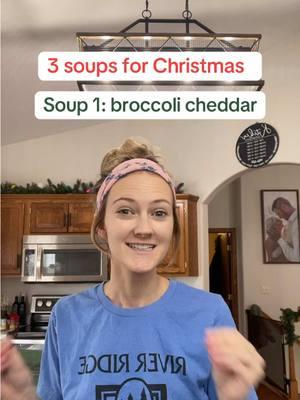 Soups at Christmas is a tradition around here! So soup 1 is this amazing broccoli cheddar! #christmastiktok #christmasbaking #christmascooking #christmas #soup #broccoli #broccolicheddarsoup #fyp 