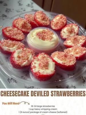 Cheese Cake Deviled Strawberries. This looks amazing #followme #deserts #christmaseve #food@High Roller @Marcia 