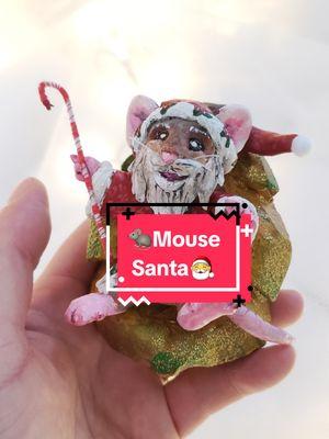 A little gift I made for someone at work. Hopeing they have a speedy recovery, and a very merry Christmas with him and his family.  The mouse is made from wire and sculpy clay. The leaf I widdled from basswood. #ralphbutt #gbjewelz #artistsoftiktok #animalartist #petartist #mouse #mousetok #christmas #holiday #holidaygift #christmasgift #santa #santamouse #fyp #foryoupage #widdle #wood #woodcarve #clay #sculpt #animalsculpture 