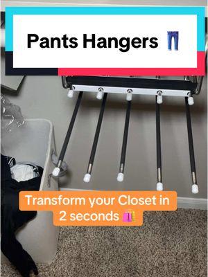 Maximize your closet space with these 5-pair pants hangers! Two packs of 5 hangers for under $8 – a must-have for organizing your wardrobe! #ClosetOrganization #SpaceSaver #TikTokFinds #pants #clotheshanger 