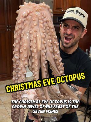 🐙 THE CHRISTMAS EVE OCTOPUS 🤌 The Feast of the Seven Fishes has begun and this is the crown jewel of it all for my family! Got all the details on how to make it below.  ✔️ For us, the octopus is a symbol of our Sicilian heritage. It’s another Christmas Eve culinary traditional brought by my Grandma when she immigrated from Sicily in the 1940s.  📌 Our octopus salad is SO easy to make and insanely delicious if octopus is your thing. Here’s how it’s done… 1️⃣ Clean the octopus and remove the beak.  2️⃣ Boil water with squeezed lemon juice and whole lemons. Add in the octopus once boiling  3️⃣ Check the octopus as it boils. It should be super tender - the more tender, the better! We cut off little pieces and taste to see when it’s done.  4️⃣ Remove octopus from water and cut the tentacles into small chunks.  5️⃣ Mix in a bowl with a generous amount of extra virgin olive oil, finely chopped raw garlic, chopped parsley, salt to taste and freshly squeezed lemon juice.  6️⃣ Refrigerate until chilled.  7️⃣ MANGIA 😋  🎄 MERRY CHRISTMAS EVE, GRUBFAM! 🐟 Hope you’re enjoying your feast & family. #TheGrubfather #ChristmasEve #Octopus #FeastOfTheSevenFishes #Recipes #ItalianAmerican #Foodie #Seafood #Food #LongIsland #ItalianFood 