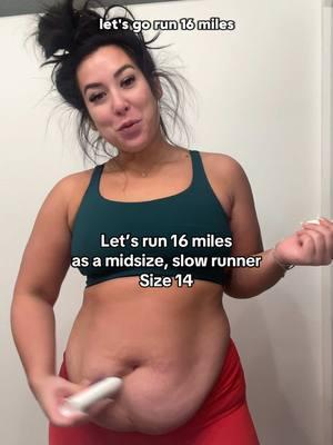 Let’s run 16 miles as a midsize, slow runner training for a marathon. Here are my favorite tips for my beginner runners: 1. A mile is a mile. A runner is a runner. It’s ok to walk. 2. The hardest part is getting started. But remember it’s supposed to be hard 3. You don’t need all the running gear. Invest in shoes that work for you, leggings that don’t rolls down, and a supportive sports bra 4. Join a program for your training. I follow the runna app.  5. Have a run buddy or join a run club. Join my run club the confidence crew on Strava  6. It doesn’t matter your age or stage, you can do this. 7. Your body may or may not change. Especially with long distance running, food is fuel. But also remember muscle weighs more than fat. 8. Give yourself grace and time  Midsize fitness, midsize workout, beginner half marathon training, slow runner, beginner workout, movement journey, midsize activewear  #size14 #midsizeworkout #momfitnessjourney #marathontraining #slowrunner #midsize