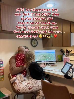 This year is the first year it’s truly starting to feel magical 🥹🫶🏻 just wish my husband wasn’t working! #christmaseve #merrychristmas #trackingsanta #noradsantatracker #autismacceptance 