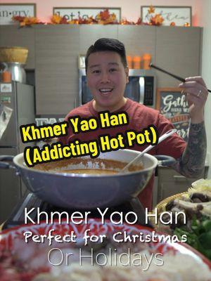 Khmer Yao Han is Perfect for Christmas or for The Holidays | Khmer Hot Pot | Easy Yao Han Recipe Save this Recipe for Later. Or Tag 🏷️ a Friend to make this for the Holidays 🎄🎁🎉🎊🙏🏻🙌🏻 1-2 Cans of Coconut Milk (Depending on how Creamy you want your Broth).  3/4 of a Cup of Chinese BBQ Sauce 3-4 Tbsp of Chicken Bouillon  3 Tbsp of Sugar 1 Can of Coco Rico Coconut Soda or Beer 5 Tbsp to start and up to 1/2 Cup (8 Tbsp) of Tom Yum Paste (Depending on how Tangy you want this, add a little at a time). 1/2 Cup of Sukiyaki Soybean Curd Sauce (this is very strong in Flavors, add a little at a time, to your liking). 1 1/2 Cup to Start and up a Liter of Water (Add more water to your Likings, for your Desired Consistency of your Broth). * Cook for 2-3 Mins on Medium Low Heat. Let Sauce Broth Reduce.  - Add More Water when Hot Pot Broth Evaporates.  - The Flavor will continue to Build as you add Protein, Seafood, and Veggies.  Desired Veggies: Watercress  Morning Glory Water Spinach  Assorted Mushrooms Napa Cabbage Baby Bok Choy Baby Corns Firm Tofu Spinach Lotus Roots  Choice of Meat, Thinly Sliced: Any Cut of Beef Pork Belly  Beef Meat Balls  Choice of Seafood: Shrimp Imitation Crab Fish Balls  Lobster Balls Scallops  Fish Filets  Tripe  Others: Quail Eggs Vermicelli Rice Noodles  Sauces: Tuk Trei Kong Jeow Som For those who never had this Hot Pot. The Flavors are Savory, Tangy, and Extremely Addicting.  This would be Perfect for any Family Gatherings, Special Events. And of course for during this time. The Holidays. Popular Asian Recipes | Lifestyle Blog | SoCal Foodie📍| LA | OC | IE 🌊🏝☀️🎥 👉🏻 @mrintharriss 👈🏻 Follow for More #khmerfood #cambodianfood #laofood #thaifood #vietnamesefood #hmongfood #iumienfood #iumien #reels #congee #riceporridge #holidayrecipes #christmas #merrychristmas #yaohan