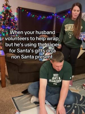 Even the Elf is judging #marriedlife #christmas #gift #wrappinggifts #husbandwife #couple #humor #relatable #joy #ocd #momlife #Love #feed #fyp #fypシ 