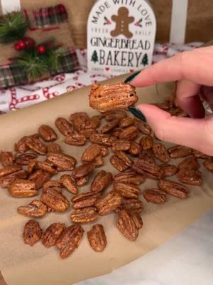 Full detailed recipes can always be found on my blog (linked in bio) ❤️ https://cookingkatielady.com  Sugar Free Candied Pecans 🍁🎄 👩🏻‍🍳INGREDIENTS: 1 1/4 cup plain, unsalted pecan halves 1/3 cup monk fruit or sweetener of choice 1/2 tbsp cinnamon Dash nutmeg 1 tsp vanilla extract 1 1/2 tbsp egg whites 1/2 tsp salt 👩🏻‍🍳INSTRUCTIONS: Whisk egg whites & vanilla until frothy & coat the pecans. Then add in remaining ingredients. Spread out onto prepared baking sheet into a single layer. Bake for 45 minutes @ 250°F, stirring every 15 minutes. Macros (Per 1/8 cup of pecans): 103 calories 10g fat 2g carbs 2g protein Gluten Free | Vegetarian | Sugar Free | Dairy Free  #candiedpecans #pecans #sugarfree #healthysweets #holidayrecipes #pecanrecipes #EasyRecipes #glutenfreedairyfree 