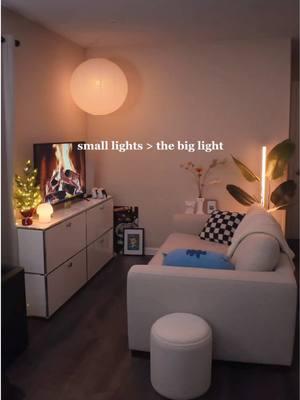 in this household, we never use the big light 🙂‍↔️ #homeinspoaesthetic #creatorsearchinsights #homedecor #cozyvibes #december #nightroutine #cozyhomedecor #winterhomedecor #eclectichome #cutehomedecor #smiski #kindle #ikea #tokabo 