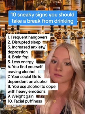 If you’re experiencing 5 or more of these signs, it might be time to take a break from drinking alcohol ⚠️ Knowledge is power 🙌🏻  Hit the “+” for daily motivation on your alcohol free journey 💙 #alcoholfreejourney #quitdrinking #stopdrinking #mindfuldrinker #greyareadrinker #greyareadrinking #sobercuriousjourney #sobercuriousmovement #sobercurious #sobercuriouslifestyle #dryjanuary #dryjan #dampjanuary 