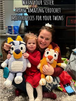 So amazing and adorable 😍 @Marquette Achtemeier  @Bluey #bluey #bingo #crotchet #blueyandbingo #blueyheeler #blueytok #crotchettiktok #stuffies #christmas #christmaspresent #Love #toddlers #toddlersoftiktok 