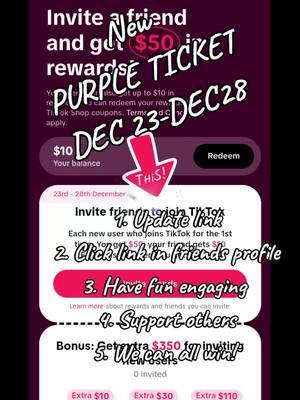 #purpleticket  #updatelink  #linkclick #linkinbio  #engage #havefun  #supporteachother #limitedtime #dec25 