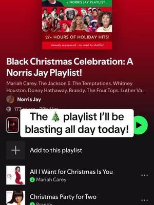 MERRY CHRISTMAS Y’ALL!!!!!! #christmas #christmasplaylist #blackchristmas #blackchristmasmusic #mariahcarey #whitneyhouston #destinyschild #natkingcole #luthervandross #pattilabelle #arethafranklin #torikelly #brandy #AIWFCIY #thejackson5 