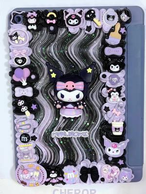 Kuromi black and purple cute figurine custom decoden iPad case~ #asmr #cheror #asmrsounds #kuromi #kuromicore #decoden #custom #ipad #ipadcase #tabletcase #DIY #phonecase #decodenphonecase #foryou #foryoupage 