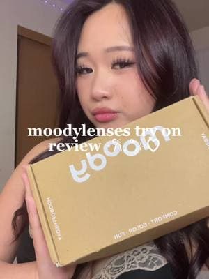 omg guys i’m in LOVEEE! use code happy20 at checkout for 20% off ✨!! @moodylenses shades worn: first love, springtime, & peanut they’re so comfortable and perfectly enhances my eyes. i cannot wait to wear them out. super long lasting and does not dry out easily. #moodylenses #moodylensestryon #eyecontacts #contacts #douyin #douyinmakeup #eyemakeup #contactslenses #colorcontacts #moodyfam 