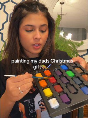 Hope he likes it!!🎨🖌️🎄🎅🏼🥹 #homemade #painting #artstudent #christmasmorning #gifts #santa #family #dad #daughter #watercolor #art #artist #paint #partone 