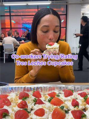 Replying to @perolike Buzzfeed staff try and rate Dashay's Tres Leches Cupcakes! 😋 #tresleches #holidays #holidayrecipes #christmasdesserts #desserts #treslechescupcakes #cupcakes #buzzfeed #perolike 