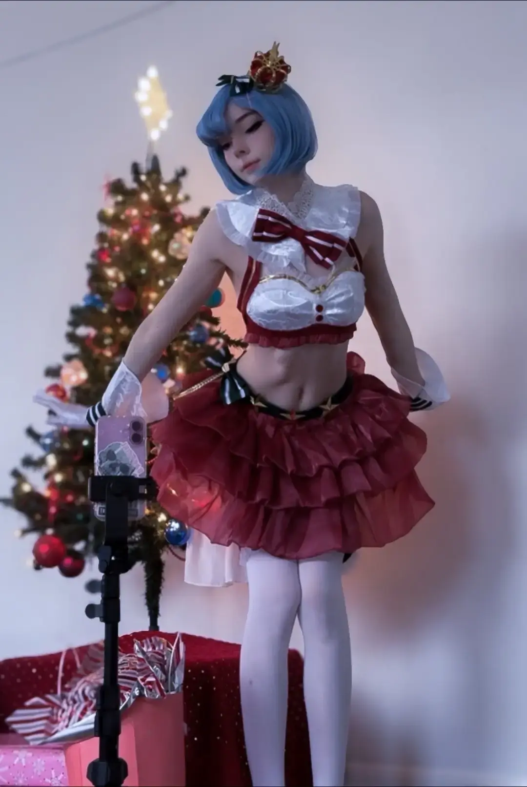 Happy Holidays from best girl and my small Christmas tree <3 #rem #remcosplay #rezero #rezerocosplay #rezerorem 