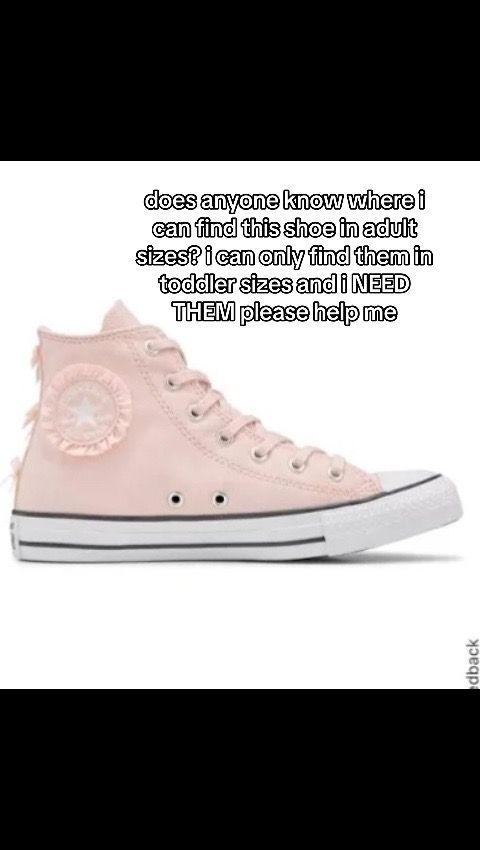 please help me find them in adult sizes! i’m a woman’s size US 11 (i got big feet) id literally like pay someone if they found a link or something please! #helpme #helpmefindthis #converse #pinkruffleconverse #ruffleconverse #christmas #christmasgift #tiktokhelpme #tiktokhelpmeout #pleasehelp #fyp #softgirl #pink #shoes #sneakers #shopping #shoppinghelp #coquetteaesthetic #coquette #coquetteshoes #foryou #viral 