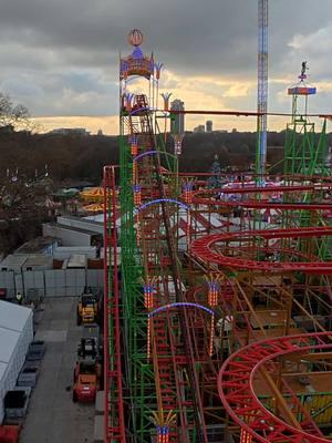 This ride started its life as a standard Mack Wilde Maus and was expanded to become the largest of its kind! 🎢 Wilde Maus XXL - Hyde Park Winter Wonderland 🐭  #WildeMausXXL #HydeParkWinterWonderland ##London##England##POV##DJI##RollerCoaster##FYP##ForYouPage##CoasterTok##Christmas