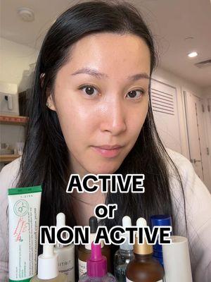 Active or Non Active product! Did you get all the answers right? In general, non active products focus on soothing, hydrating and moisturizing. Remember, sometimes a product name might feature a non active ingredient but include active ingredients in the formula. That’s why it’s so important to read the ingredient list! 🤍 #skincare #skincareingredients #kbeauty #koreanskincare 