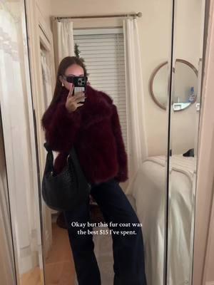 Obsessed with the burgundy. #furcoat #fauxfur #OOTD #winterfashion #winterOOTD #winterfit #burgundy #furjacket #viraljacket #TikTokShopFinds 