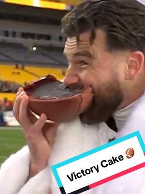 The sweet taste of victory 😋 #chiefs #nfl #nflgameday #isitcake #patrickmahomes #traviskelce 