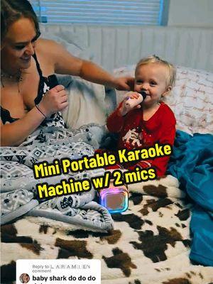 Replying to @🄻 🄰 🅁 🄰 🄼 🄸 🄴  Mommy + Daughter duet: Karaoke time🎤🎶 I was not kidding! 🦈✨ baby shark and twinkle little star, are her favorite songs! Now she can sing her little heart out with our new mini portable karaoke machine🎤🥹 I cannot get over how adorable my wittle bitty girl is😩😍 #portable#portablekaraoke #karaokemachine #babyshark #babysharkdoodoo #MomsofTikTok #toddlersoftiktok 