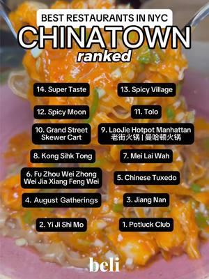 The top 14 rated Chinese restaurants in Chinatown, Manhattan, based on over 40 million ratings on Beli. Let us know what you think should have made the list!  #chinatown #chinatownnyc #nycchinatown #nycchinesefood #chineserestaurant 