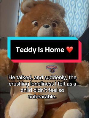 I wonder how many 80s babies can relate to Teddy being their first and only true friend—the one who listened when no one else did, who soaked up our tears, and never let us feel completely alone. #80s #christmas #childhood #childhoodtrauma #childhoodmemory #emotions #teddyruxpin #teddy #toys #toystory #80stoys #mom #dad #Home #childhood #teddybear #friend #notalone 