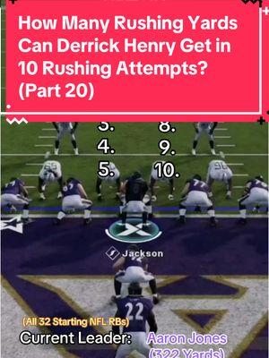 How Many Rushing Yards Can Derrick Henry Get in 10 Rushing Attempts? #football #nfl #madden #madden25 #baltimore #baltimoreravens #derrickhenry #fyp 