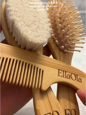 made with 100% goat hair bristles, the super soft brush is ideal for everyday use and can help reduce cradle cap.  made with natural bamboo, the massage hair brush gently massages the scalp and promotes circulation. the rounded bamboo comb gently detangles and styles your little one’s growing hair. 🤍 @EllaOla #baby #groomingkit #babiesoftiktok #babyessentials #newborn #newbornmusthaves #bamboobrushes #babyhaircare 