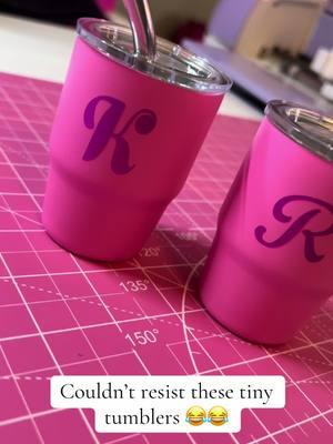 Tiny Tumblers 🎀 #tumblers #tumblersoftiktok #initials #initialtumbler #smallgifts #christmasgifts #tinytumbler #craftsoftiktok #crafting #pinktumbler #allthingspink #pinkaesthetic 