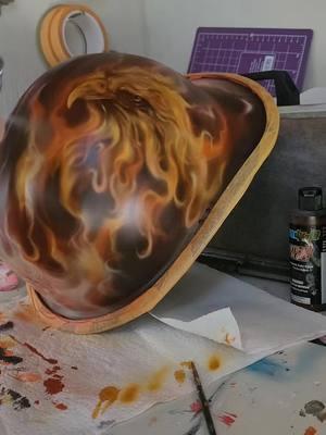 I painted this helmet for our friend who is a desert storm vet and an active fire fighter. #airbrush #createxcolors #fire #baldeagle #firefighter #freehand #originalart #custompaint #iwata #militaryveteran #gift #handpainted #helmet #canafianartist #candy2o #artist #artistforhire #flinflon #nomadic #buslife #tinyhome #flames #truefire #cricut #firedept #hotstuff 