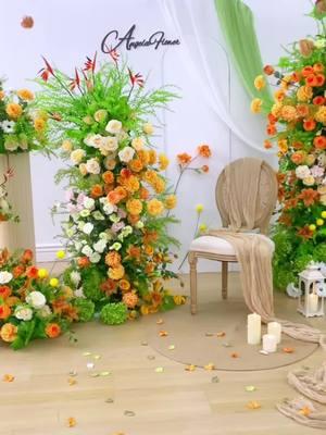 Spring Small Fresh Series Flower Row Floor Flower Wedding Background Decoration #weddingarrangement #romanticwedding #gardendesign A8875