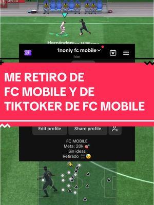 Bueno ya llego el momento, es la hora de mi retiro como tiktoker de fc mobile, me encanto jugar fc mobile y subir videos de fc mobile por estos 2 años, 2025 no sera de fc mobile pero ya veremos que lo que hare con esta cuenta, pero fue un honor conocer otros tiktokers de fc mobile, como @𝑵𝑮 𝑳𝑨𝑳𝑶 @TioFIFA y muchos mas, nunca crei que hiba a retirarme pero aqui estoy, gracias por tenerme en esta comunidad que es increíble, no estoy seguro de volvere para subir videos de fc mobile pero seguire enlinea en esta cuenta. Hasta luego #fcmobile #meretiro #hastaluego #fcmobile #fifamobile 