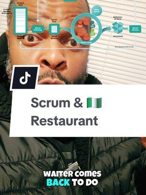 Replying to @johnbanji1 For today, I'm going to be talking about how a #NigerianRestaurant in #WashingtonState can use #SprintReview and #Retrospective to reduce the #rework from some customers asking for extra spices. In a typical walk-in restaurant, the waiter is the #ProductOwner , while those in the kitchen are the #Developers . When a customer walks in, there's an estimated time for their order to be ready depending on what's being ordered.  We'll take that as the sprint duration.  The waiter takes the order while asking certain questions in order to get the acceptance criteria. Those are the requirements that need to be met for the customer to be satisfied. Rework happens when they're not to met, and it takes away time which could have been used to produce more.  A sprint review could be as simple as the customer feedback or request after the good had been served.  A retrospective is needed to help the restaurant to keep providing satisfactory services to the customers. iWhat else should I talk about?  #scrum #restaurant #getscrumming #continuousimprovement 